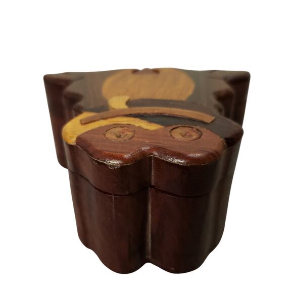 Hand Carved Wooden Frog Mohogany Figure Puzzle Box Secret Trinket Box Inside! - Picture 4 of 11